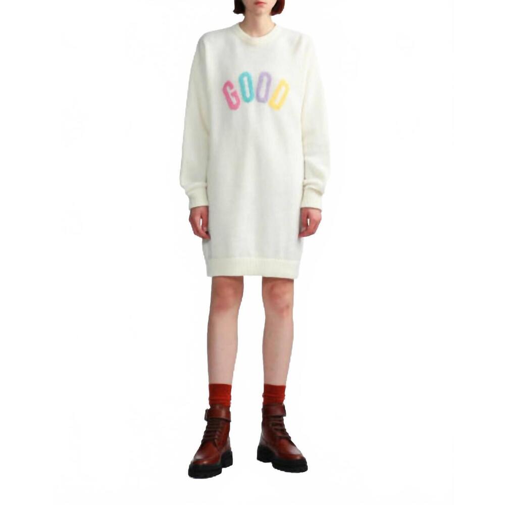 NEW IRENEISGOOD graphic sweater dress in white